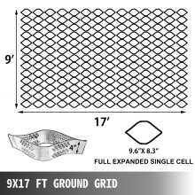 VEVOR Geo Grid Ground Grid 9x17 ft, Geo Cell Grid o tloušťce 4 palce, štěrková mřížka HDPE materiál, zemní stabilizační mřížka 1885 LBS na čtvereční, pevnost v tahu štěrková zemní mřížka pro svahové příjezdové cesty, zahrada