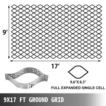 VEVOR Geo Grid Ground Grid 9x17 ft, Geo Cell Grid 2 Inch Thick, Gravel Grid HDPE Material, Ground Stabilization Grid 1885 LBS Per Sq, Tensile Strength Gravel Ground Grid for Slope Driveways, Garden