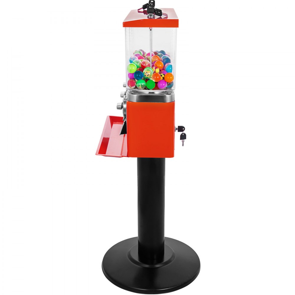 Red Triple Bulk Candy Vending Machine Three-head W/locks+keys Candy Dispenser