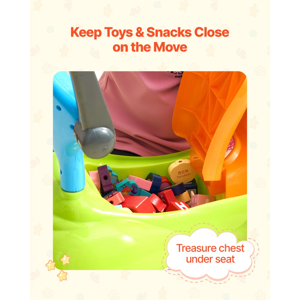 Cochecito de paseo VEVOR para niños de 19 a 36 meses, con barandillas, asa y compartimento bajo el asiento, capacidad de carga de 25 kg, andador con pedales para niños y niñas, color verde