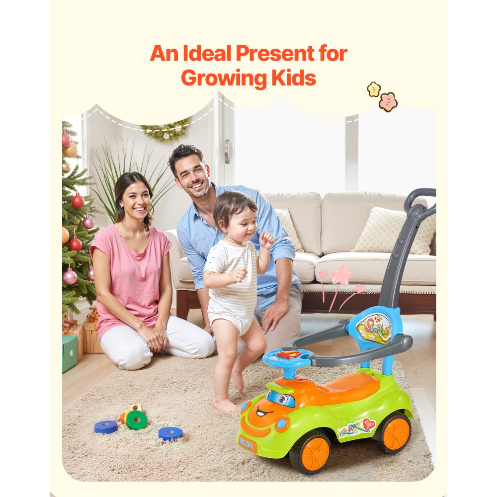 Cochecito de paseo VEVOR para niños de 19 a 36 meses, con barandillas, asa y compartimento bajo el asiento, capacidad de carga de 25 kg, andador con pedales para niños y niñas, color verde