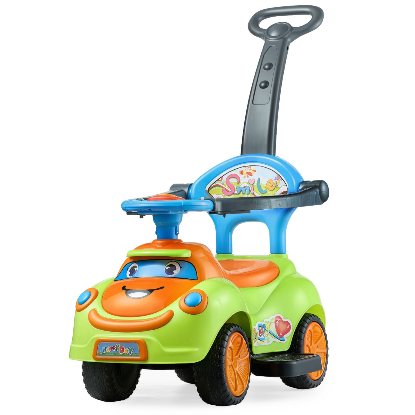 VEVOR Carrinho de passeio, carrinho de empurrar para crianças de 19 a 36 meses, carrinho de passeio com grades de proteção, alça e armazenamento sob o assento, capacidade de carga de 25 kg, andador que vai do chão ao pé para meninos e meninas, verde