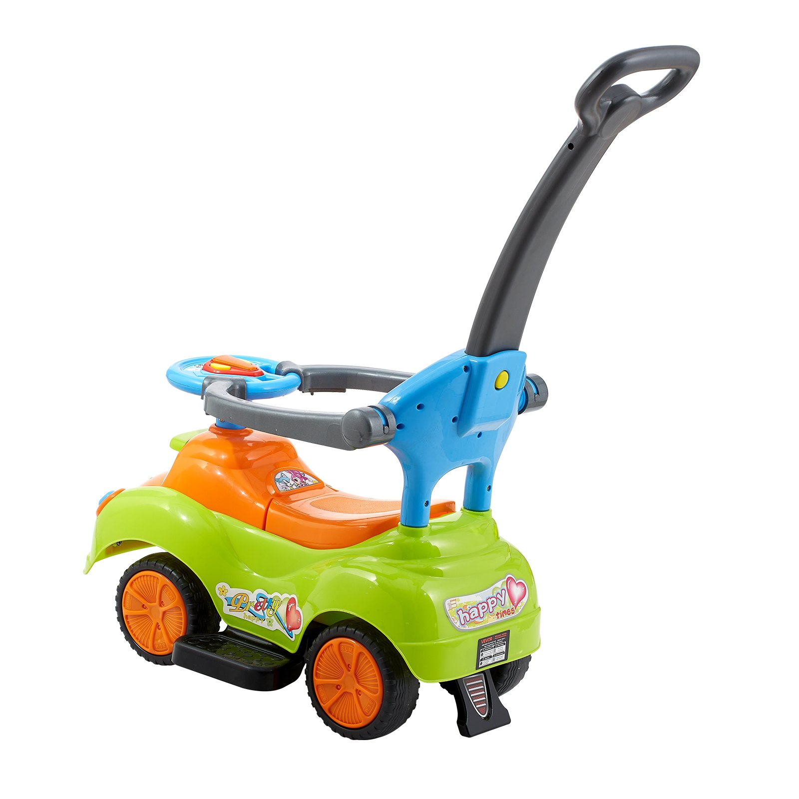 VEVOR Carrinho de passeio, carrinho de empurrar para crianças de 19 a 36 meses, carrinho de passeio com grades de proteção, alça e armazenamento sob o assento, capacidade de carga de 25 kg, andador que vai do chão ao pé para meninos e meninas, verde