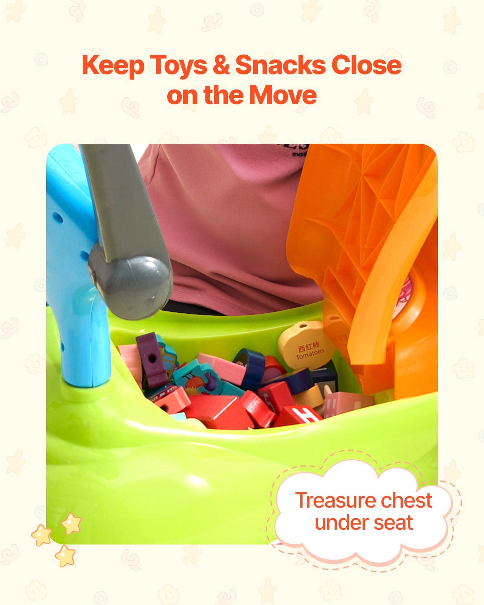 Cochecito de paseo VEVOR para niños de 19 a 36 meses, con barandillas, asa y compartimento bajo el asiento, capacidad de carga de 25 kg, andador con pedales para niños y niñas, color verde