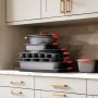 VEVOR Baking Pans Set, 10-Piece, Nonstick Carbon Steel Cookware Sheets & Trays, Stackable Kitchen Oven Bakeware Cooking Sets with Silicone Handles, Easy to Clean, for Baking Cookie Cake Muffin Bread
