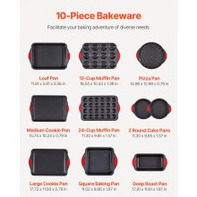 Baking Pan Set 10-Piece Nonstick Carbon Steel Bakeware Set with Silicone Handle