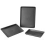 VEVOR Baking Pans Set, 3-Piece, Nonstick Carbon Steel Cookware Sheets & Trays, Stackable Kitchen Oven Bakeware Cooking Sets with Silicone Handles, Easy to Clean, for Baking Cookie Cake Muffin Bread