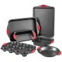 VEVOR Baking Pans Set, 6-Piece, Nonstick Carbon Steel Cookware Sheets & Trays, Stackable Kitchen Oven Bakeware Cooking Sets with Silicone Handles, Easy to Clean, for Baking Cookie Cake Muffin Bread