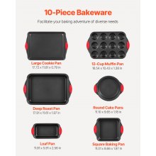 VEVOR Baking Pan Set 6-Piece Nonstick Carbon Steel Set with Silicone Handles