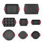 VEVOR Baking Pans Set, 8-Piece, Nonstick Carbon Steel Cookware Sheets & Trays, Stackable Kitchen Oven Bakeware Cooking Sets with Silicone Handles, Easy to Clean, for Baking Cookie Cake Muffin Bread
