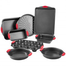 VEVOR Baking Pan Set 8-Piece Nonstick Carbon Steel Set with Silicone Handles