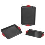 Conjunto de assadeiras VEVOR, 3 peças, antiaderente, aço carbono, assadeiras e assadeiras, empilháveis, para forno de cozinha, com alças de silicone, fáceis de limpar, para assar biscoitos, bolos, muffins e pães