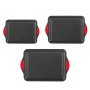 Conjunto de assadeiras VEVOR, 3 peças, antiaderente, aço carbono, assadeiras e assadeiras, empilháveis, para forno de cozinha, com alças de silicone, fáceis de limpar, para assar biscoitos, bolos, muffins e pães