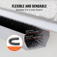 VEVOR Gutter Brush, 30 Feet Total Length 4.33 inch Diameter Gutter Cleaning Tools, Ground-Level Gutter Brush Leaf Guard for 5 Inch Gutters, Easily Clear roof Leaves and Debris, 10 Pack
