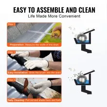 VEVOR Gutter Brush, 15 Feet Total Length 4.33 inch Diameter Gutter Cleaning Tools, Ground-Level Gutter Brush Leaf Guard for 5 Inch Gutters, Easily Clear roof Leaves and Debris, 5 Pack