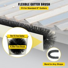 VEVOR Gutter Guard Brush With 15 FT Length Bristle, 4.33\"(Dia) Gutter Brush Leaf Guard Fit for 5 Inches Gutter, Galvanized Steel Wire Gutter Brush, No Tools, DIY Gutter Leaf Guard for Keep out Debris