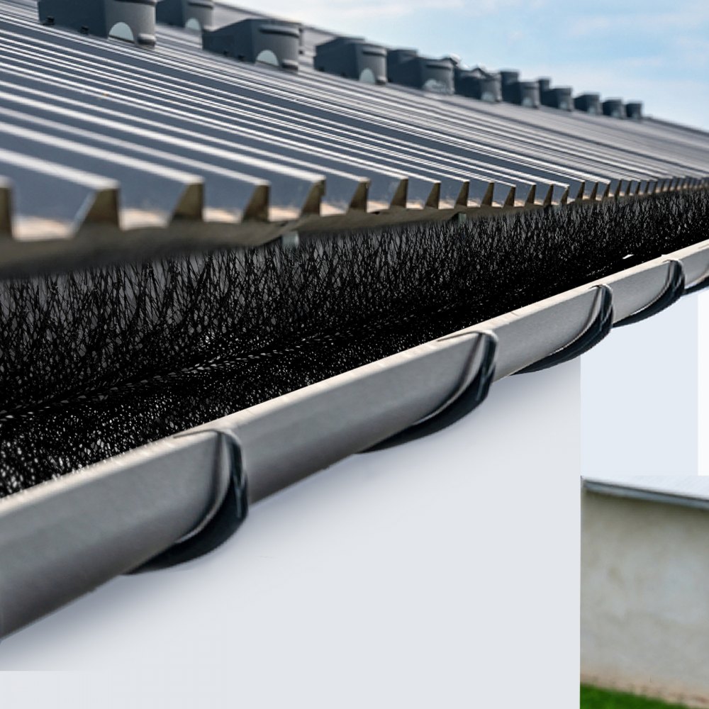 VEVOR Gutter Guard Brush with 60 FT Length Bristle, 4.33"(Dia) Gutter Brush Leaf Guard Fit for 5 Inches Gutter, Galvanized Steel Wire Gutter Brush, No Tools, DIY Gutter Leaf Guard for Keep Out Debris