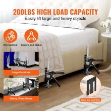 VEVOR Labor Saving Arm Jack, 2 PCS Bearing Capacity 200 lbs, Lifting up to 4.7", Hand Lifting Jack Tool with Magnetic Level, Door Panel Lifting Cabinet Jack for Door, Window, Furniture, Woodworking