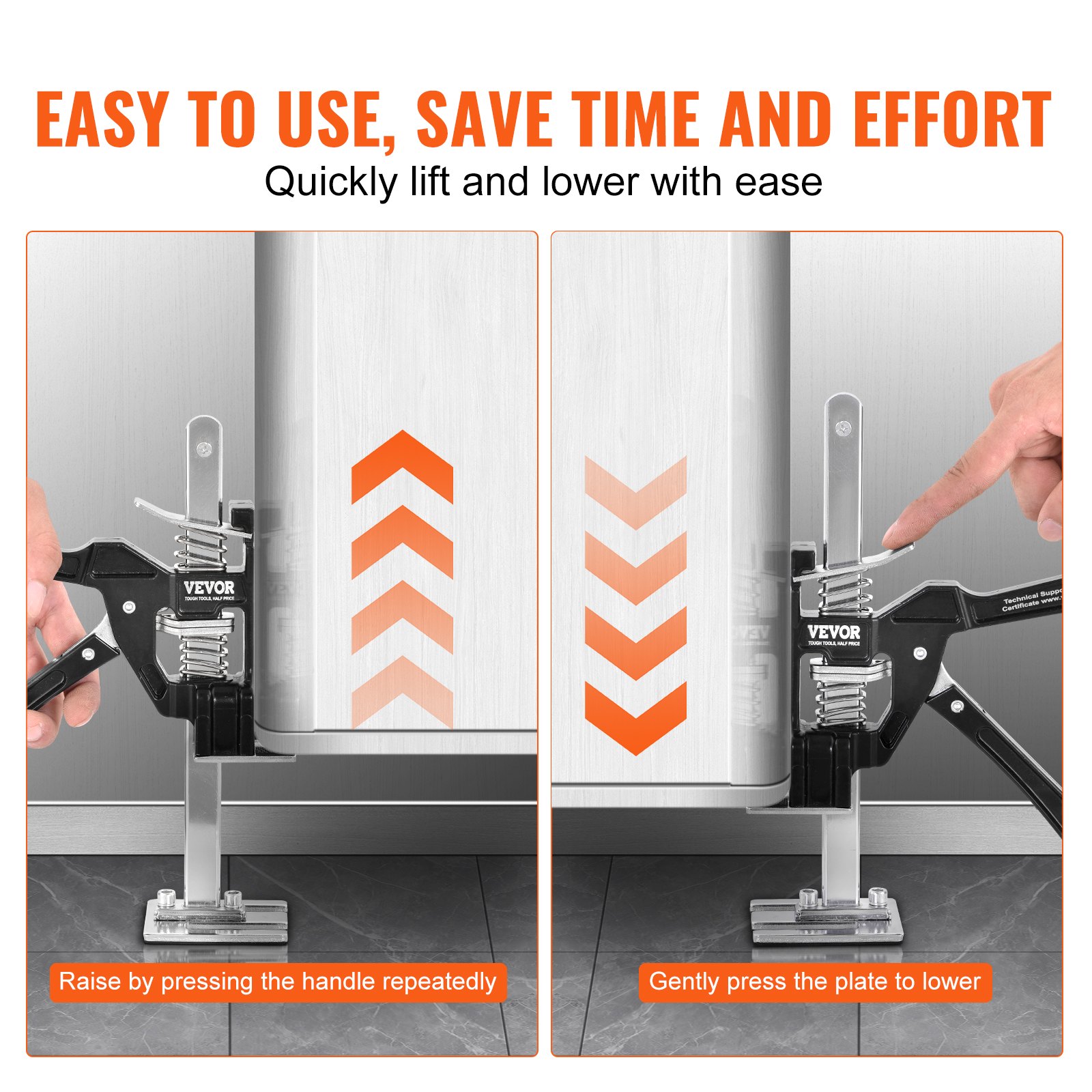VEVOR Labor Saving Arm Jack, 2 PCS Bearing Capacity 200 lbs, Lifting up to 4.7", Hand Lifting Jack Tool with Magnetic Level, Door Panel Lifting Cabinet Jack for Door, Window, Furniture, Woodworking