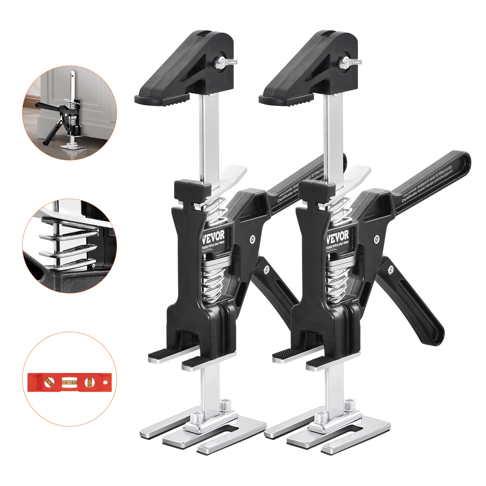 VEVOR Labor Saving Arm Jack, 2 PCS Bearing Capacity 200 lbs, Lifting up to 4.7", Hand Lifting Jack Tool with Magnetic Level, Door Panel Lifting Cabinet Jack for Door, Window, Furniture, Woodworking