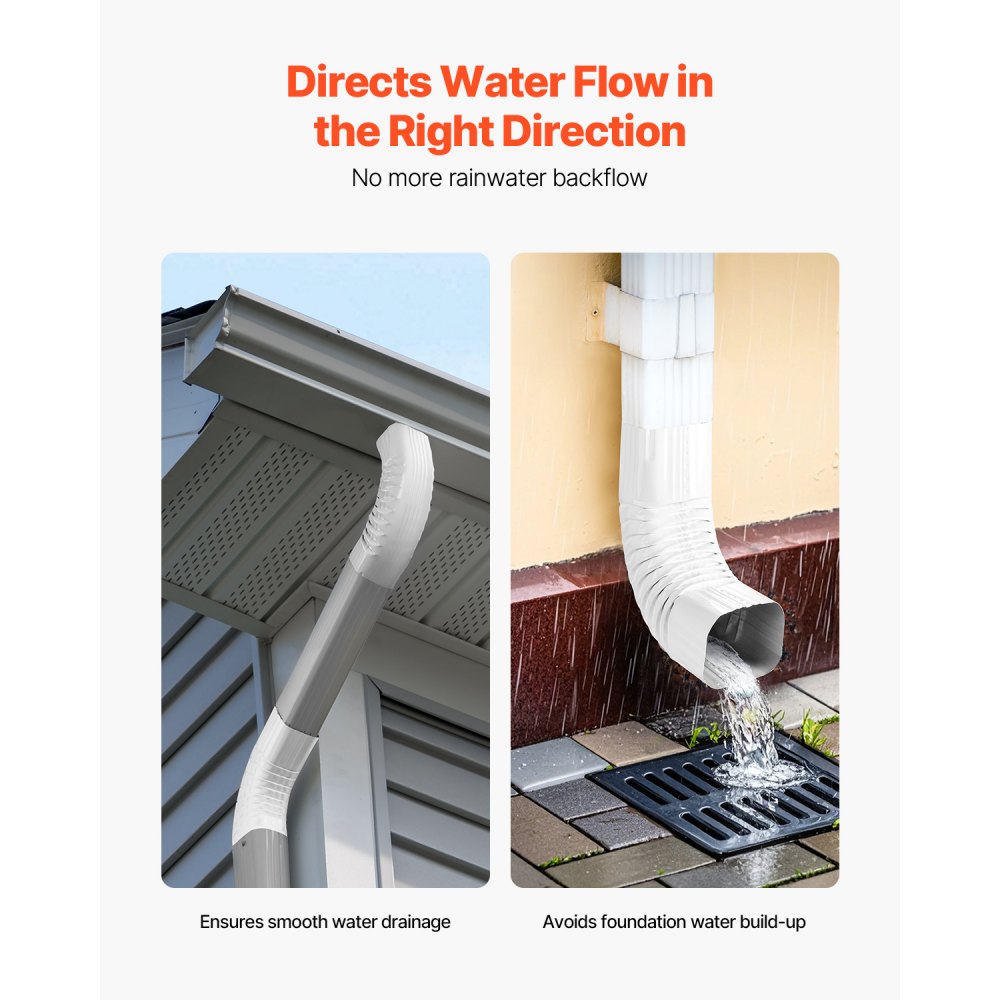 VEVOR Downspout Gutter Elbow, fits 3x4 Inch Style A L-Shaped, Interface Size 3.1x4.3 in / 78x108 mm, Aluminum Alloy 90 Degree Gutter Elbow, for Residential, Commercial Building, Industrial Warehouse