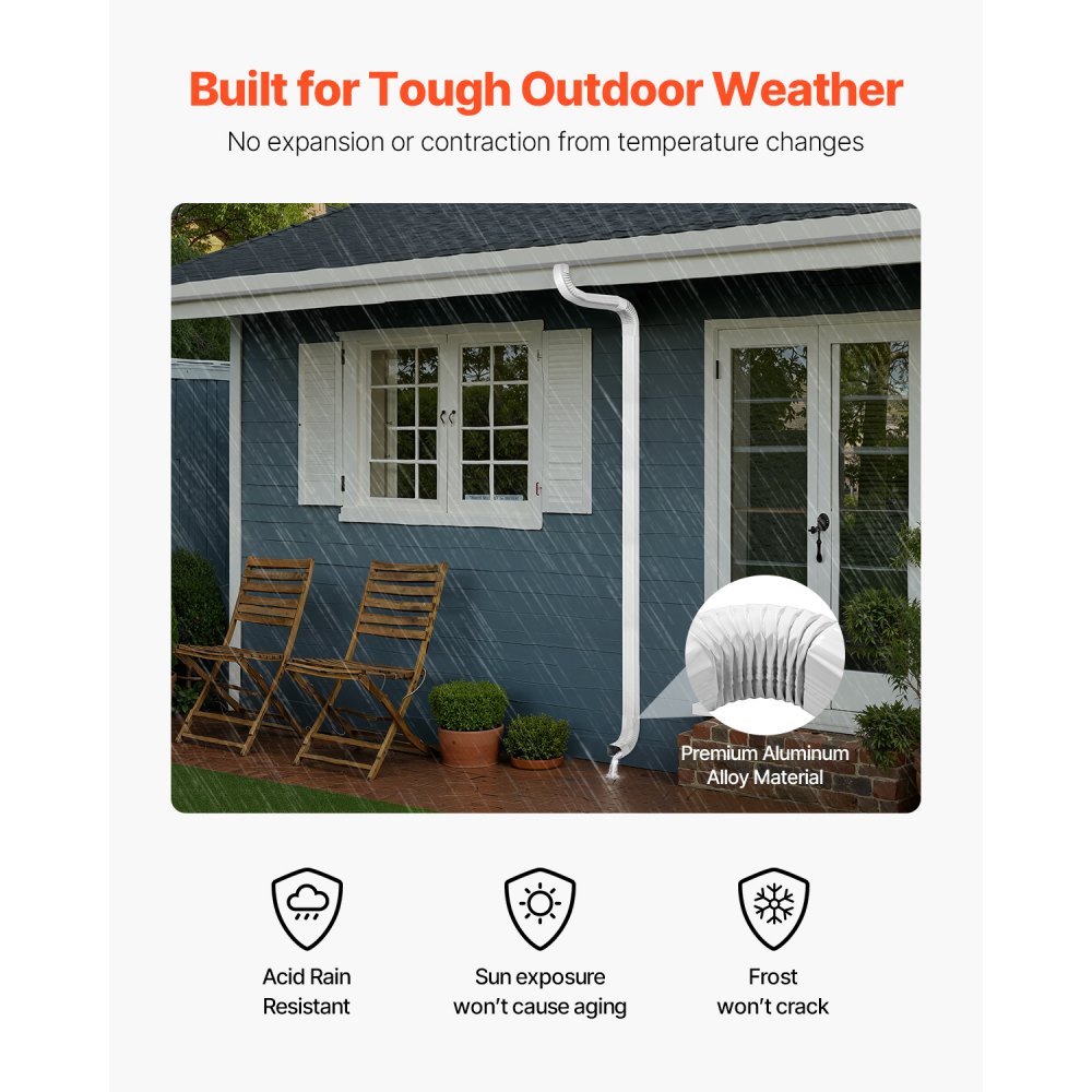 VEVOR Downspout Gutter Elbow, fits 3x4 Inch Style A L-Shaped, Interface Size 3.1x4.3 in / 78x108 mm, Aluminum Alloy 90 Degree Gutter Elbow, for Residential, Commercial Building, Industrial Warehouse