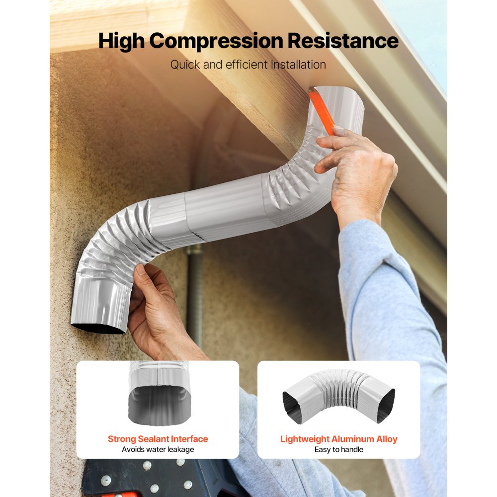 VEVOR Downspout Gutter Elbow, fits 3x4 Inch Style A L-Shaped, Interface Size 3.1x4.3 in / 78x108 mm, Aluminum Alloy 90 Degree Gutter Elbow, for Residential, Commercial Building, Industrial Warehouse