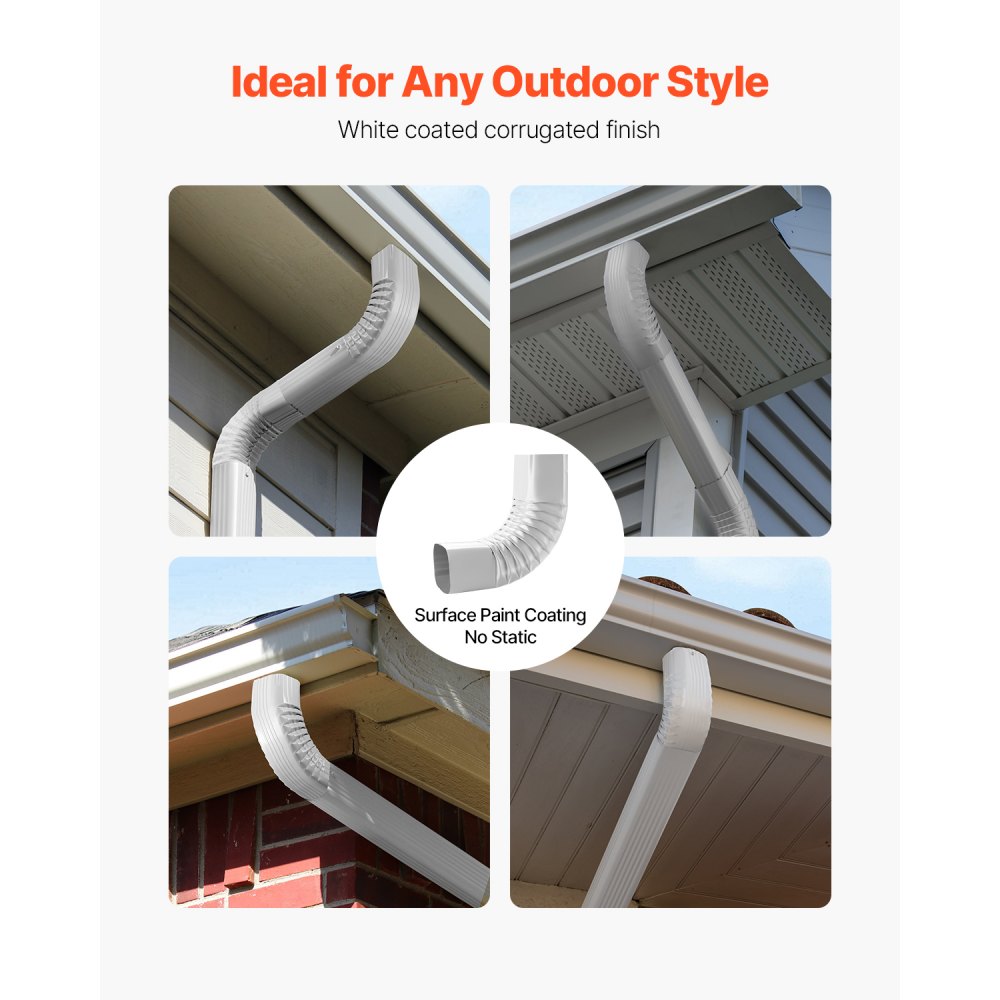 VEVOR Downspout Gutter Elbow, fits 3x4 Inch Style A L-Shaped, Interface Size 3.1x4.3 in / 78x108 mm, Aluminum Alloy 90 Degree Gutter Elbow, for Residential, Commercial Building, Industrial Warehouse