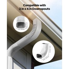 Downspout Gutter Elbow 90 Degree for 3x4 inch Style A L-Shaped Downspout White