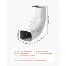 Downspout Gutter Elbow 90 Degree for 3x4 inch Style A L-Shaped Downspout White