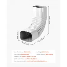 Downspout Gutter Elbow 90 Degree for 3x4 inch Style A L-Shaped Downspout White