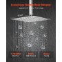 Shower Faucet Set 12" Square Rain Shower Head and Hand Set Brushed Nickel