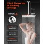 Shower Faucet Set 12" Square Rain Shower Head and Hand Set Brushed Nickel