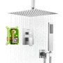 Shower Faucet Set 12" Square Rain Shower Head and Hand Set Brushed Nickel
