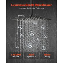 Shower Faucet Set 10" Square Rain Shower Head and Hand Set Matte Black