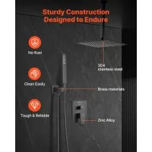 Shower Faucet Set 10" Square Rain Shower Head and Hand Set Matte Black