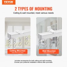 VEVOR Ceiling Curtain Track Set 8.9 FT/2.7 Meter Room Divider with Hooks White