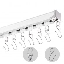 VEVOR Ceiling Curtain Track Set 8.9 FT/2.7 Meter Room Divider with Hooks White