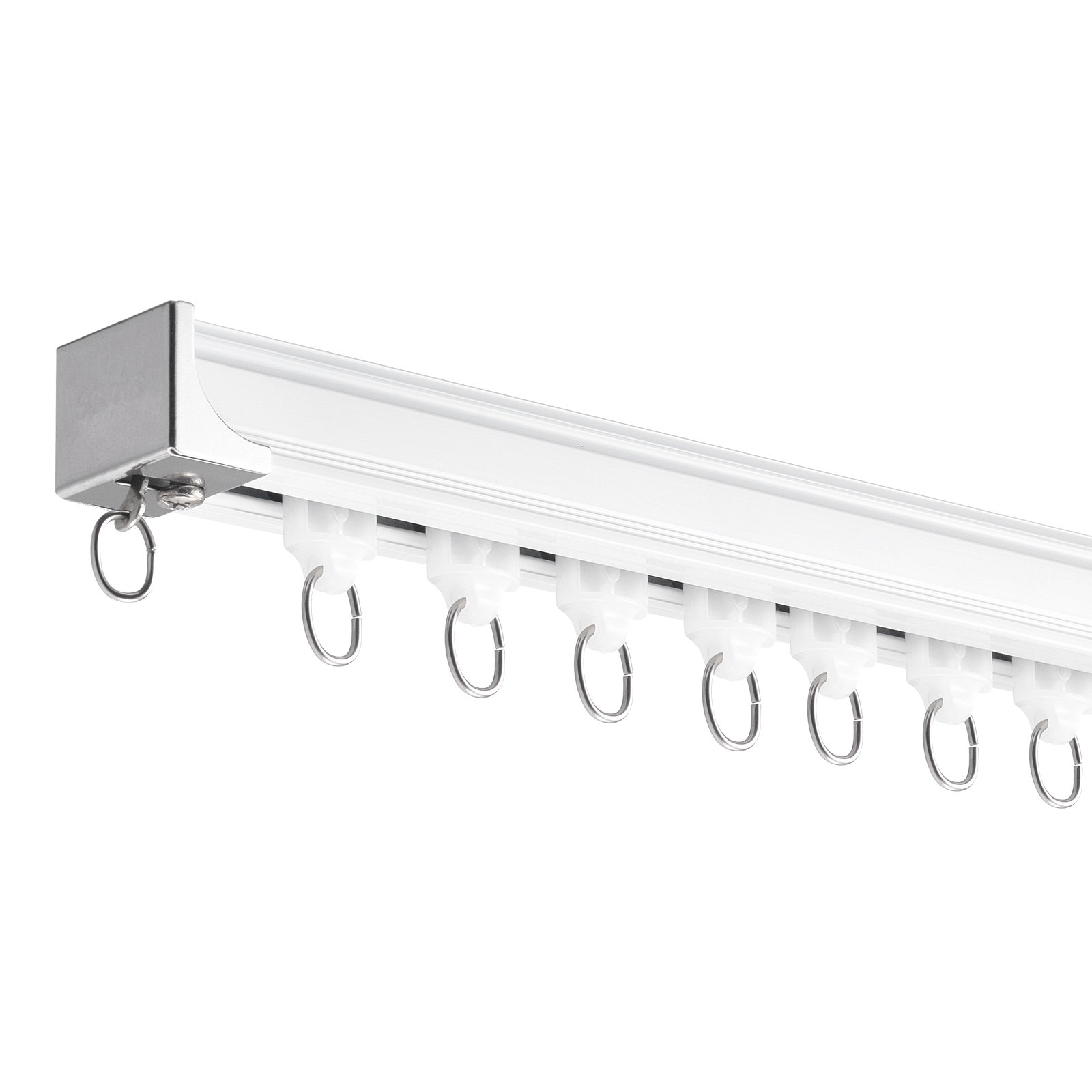 VEVOR Ceiling Curtain Track Set, 5.9 FT/1.8 Meter, Sliding Ceiling Track System for Curtains, Room Divider Curtain Track Ceiling/Wall Mounted for Living Room Bedroom with Hooks and Hardware, White