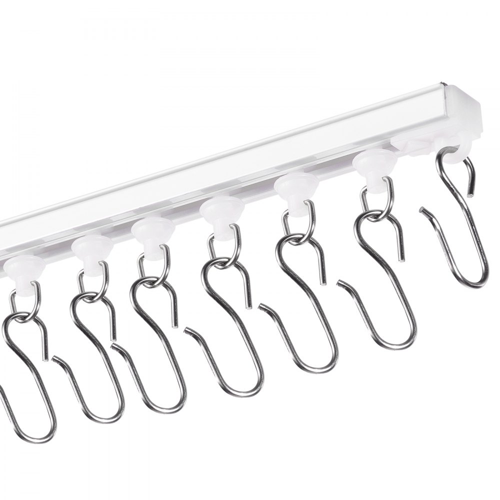 VEVOR Ceiling Curtain Track Set,3 Meter, Self Adhesive, No Drill Ceiling Track System for Curtains, Room Divider Curtain Track Ceiling Mounted for Living Room with Hooks and Hardware, White