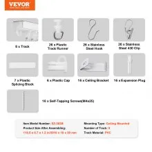 VEVOR Ceiling Curtain Track Set 9.9 FT/3 Meter Self Adhesive Room Divider White