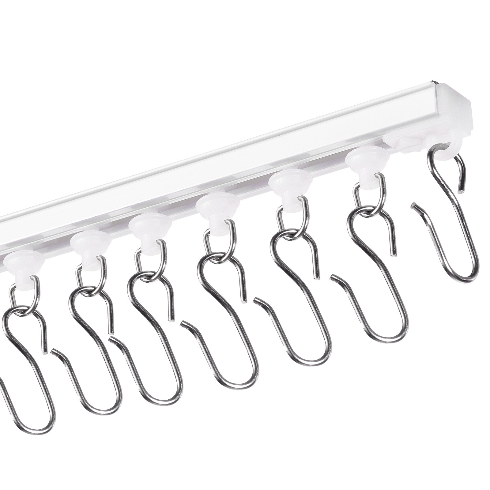 VEVOR Ceiling Curtain Track Set,3 Meter, Self Adhesive, No Drill Ceiling Track System for Curtains, Room Divider Curtain Track Ceiling Mounted for Living Room with Hooks and Hardware, White