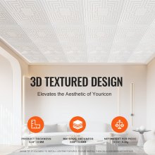 VEVOR Ceiling Tiles 12-Pack 24 x 24 in PVC Easy Installation White Echo Pattern