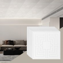 VEVOR Ceiling Tiles 12-Pack 60.5X60.5cm PVC Easy Installation White Echo Pattern