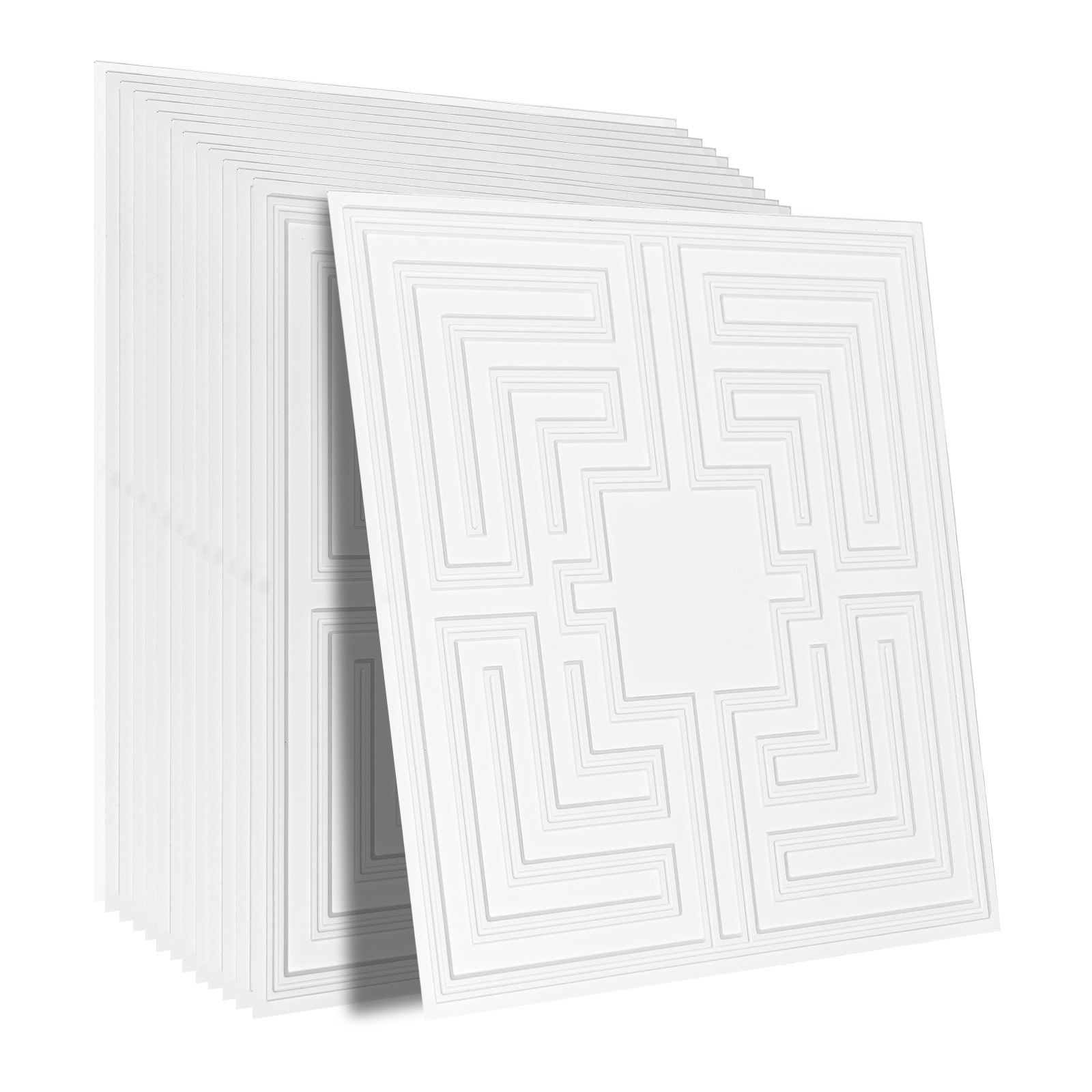 VEVOR Ceiling Tiles, 12-Pack 24 x 24 in, Drop Ceiling Tiles Premium PVC Sheet, Easy Installation/ Cutting Plastic Glue-up Ceiling Tile, Ceiling Covering for Home/Office Decoration, White Echo Pattern