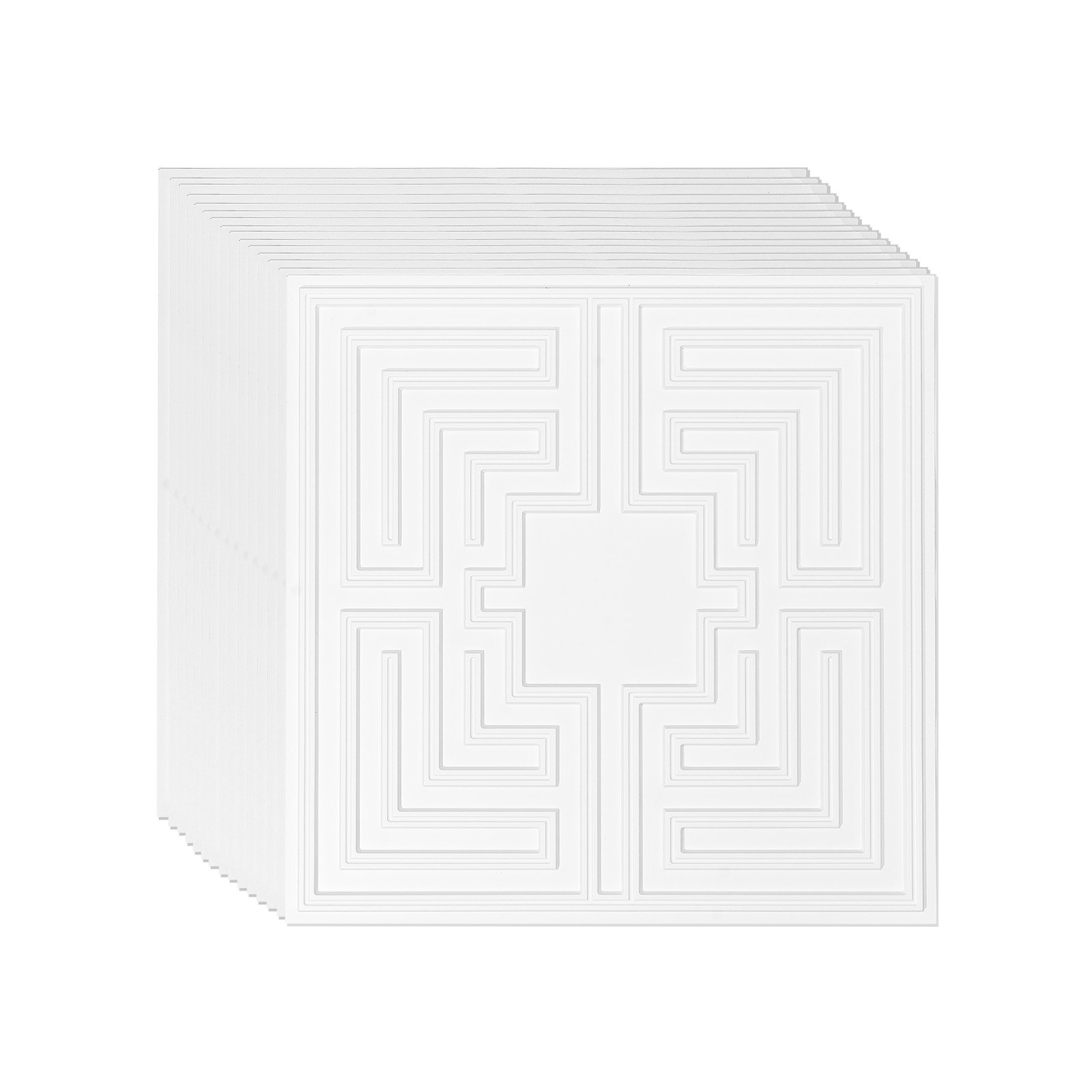 VEVOR Ceiling Tiles, 12-Pack 24 x 24 in, Drop Ceiling Tiles Premium PVC Sheet, Easy Installation/ Cutting Plastic Glue-up Ceiling Tile, Ceiling Covering for Home/Office Decoration, White Echo Pattern