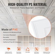 VEVOR Ceiling Tiles 12-Pack 60.5X60.5cm PVC Easy Installation White Geometric