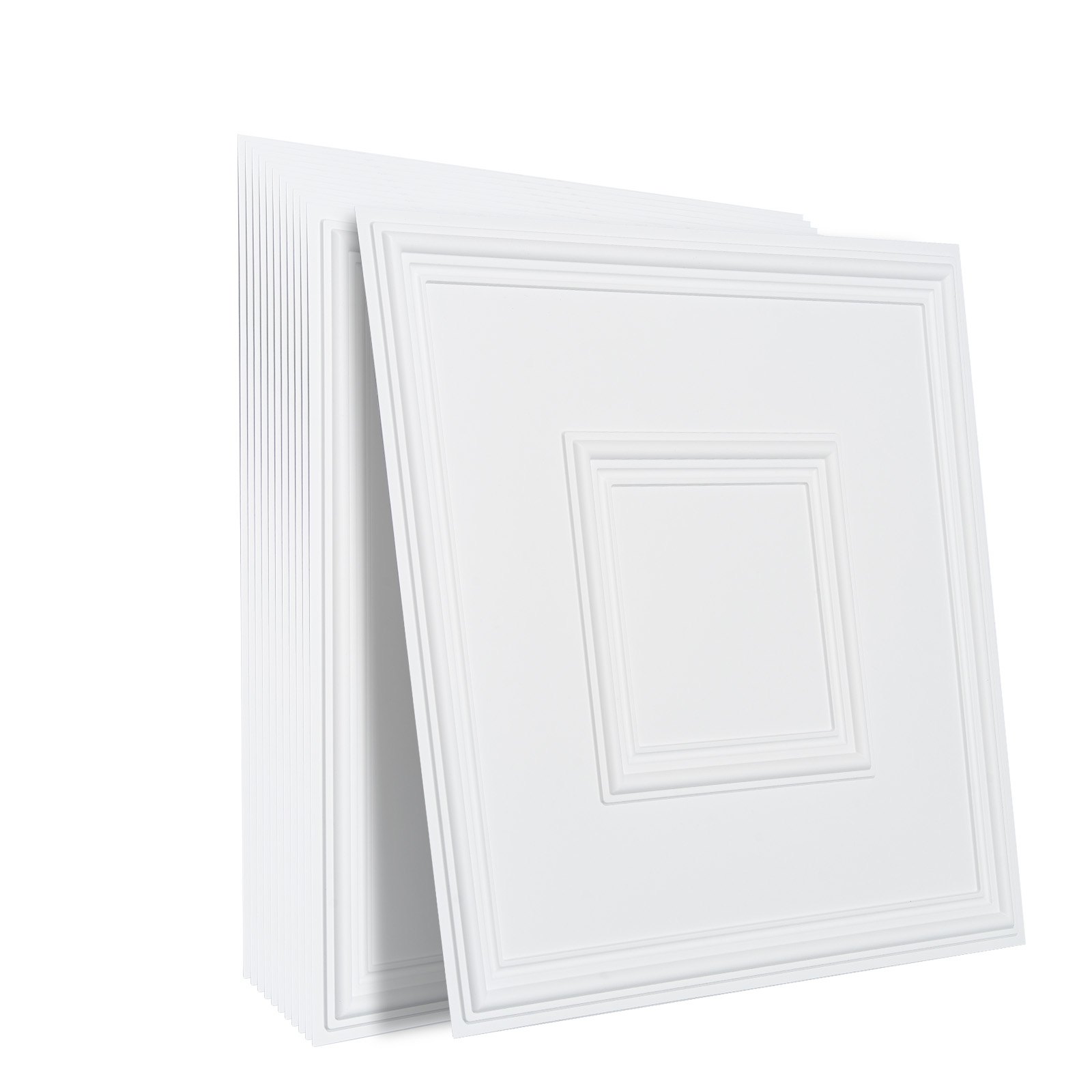 VEVOR Ceiling Tiles, 12-Pack 24 x 24 in, Drop Ceiling Tiles Premium PVC Sheet, Easy Installation/ Cutting Plastic Glue-up Ceiling Tile, Ceiling Covering for Home/Office Decoration, White Geometric