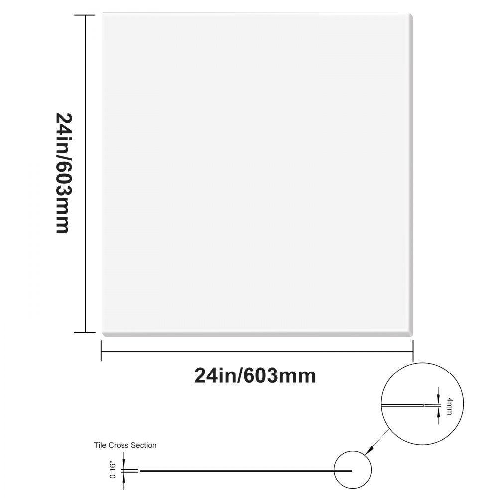 VEVOR Ceiling Tiles, 12-Pack 24 x 24 in, Drop Ceiling Tiles Premium PVC Foam Sheet, Fire-Rated & Good Flexibility & Easy Installation, Ceiling Covering for Home/Office Decoration, Smooth White