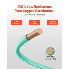 10 Gauge Solid THHN Wire Green Copper Electrical Building Wire PVC Nylon 50 ft